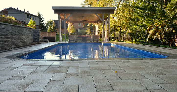 renovated pool with cabana at far end