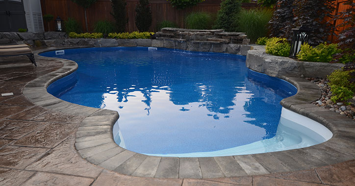 pool with printed concrete surround